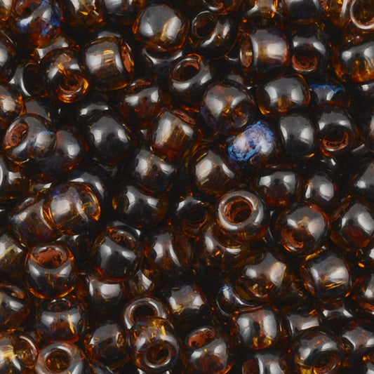 Seed Beads-6/0 Round-Y313 Hybrid Transparent Light Topaz Picasso-Toho-16 Grams