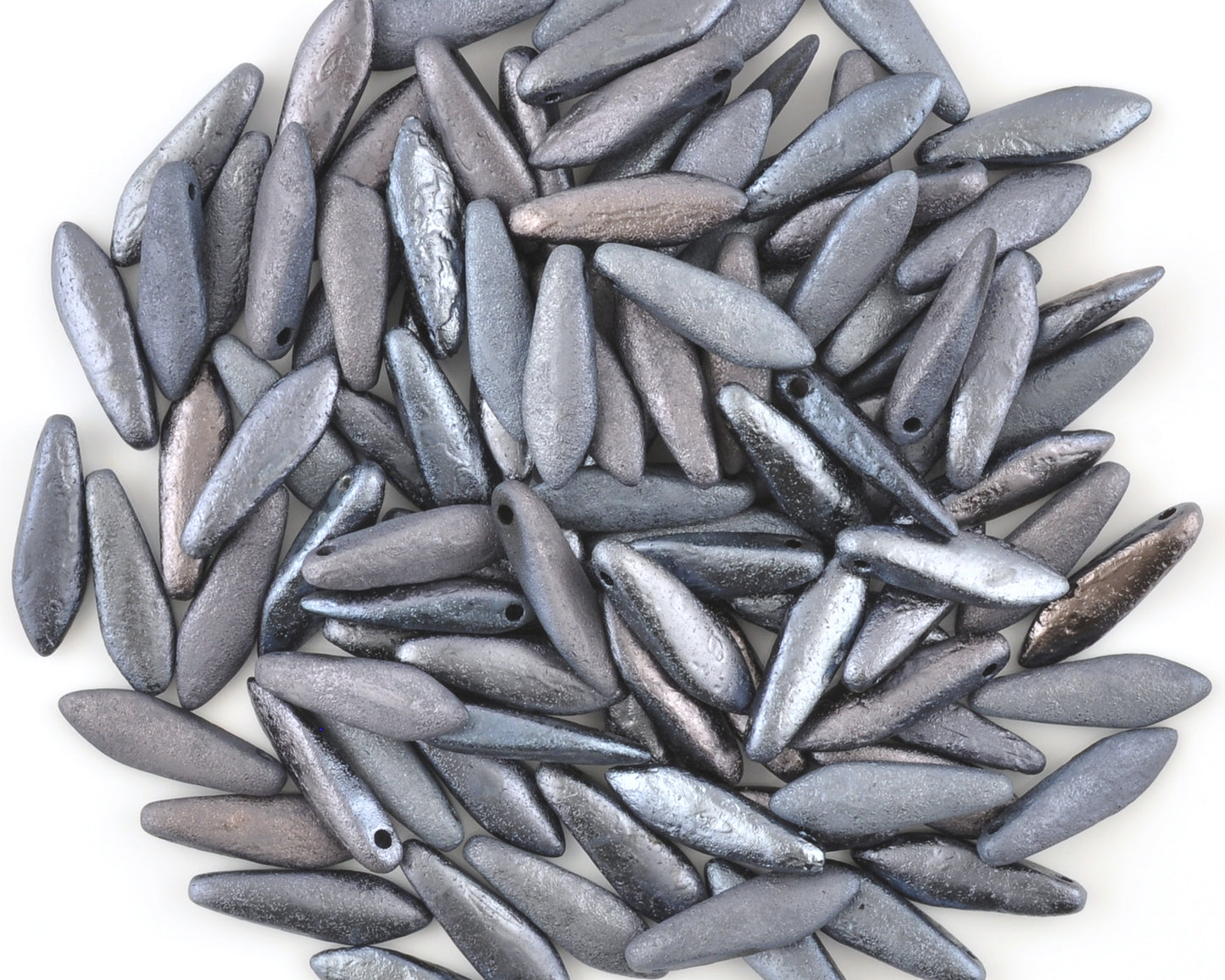 Czech Glass-5x16mm Dagger Bead-Jet Etched Full Lagoon-Etched-Czech-Quantity 20