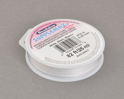 Supplemax ultra nylon monofilament thread 0.30mm white 25 meter spool for jewelry stringing