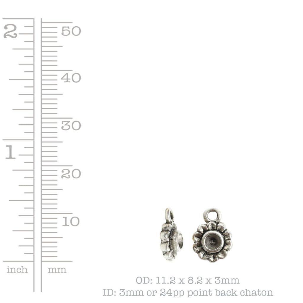 Nunn Design-Bezel-Tiny Bezel Aster-3mm Single Loop-Antique Silver-Quantity 1