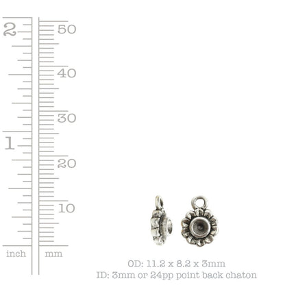 Nunn Design-Bezel-Tiny Bezel Aster-3mm Single Loop-Antique Silver-Quantity 1
