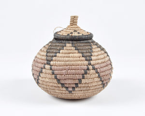 Vintage African Zulu Tribal Hand Woven Basket Lidded Traditional Ukhamba-Two Tone Detail Tamara Scott Designs
