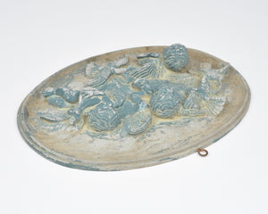 Vintage Angels Cherubs and Flying Doves Dimensional Wall Decor-Oval Architectural Plaque-Weathered Blue Grey Finish-Neoclassical Home Décor Tamara Scott Designs