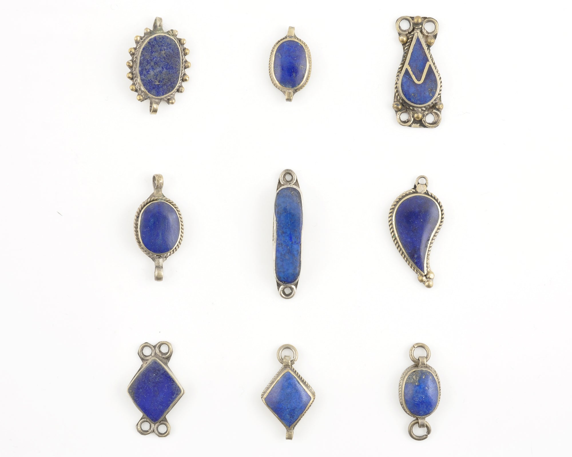 Vintage Charms and Connectors-Lapis Lazuli And Nickel Silver-One of A Kind-Choose Your Style-Quantity 1 Tamara Scott Designs
