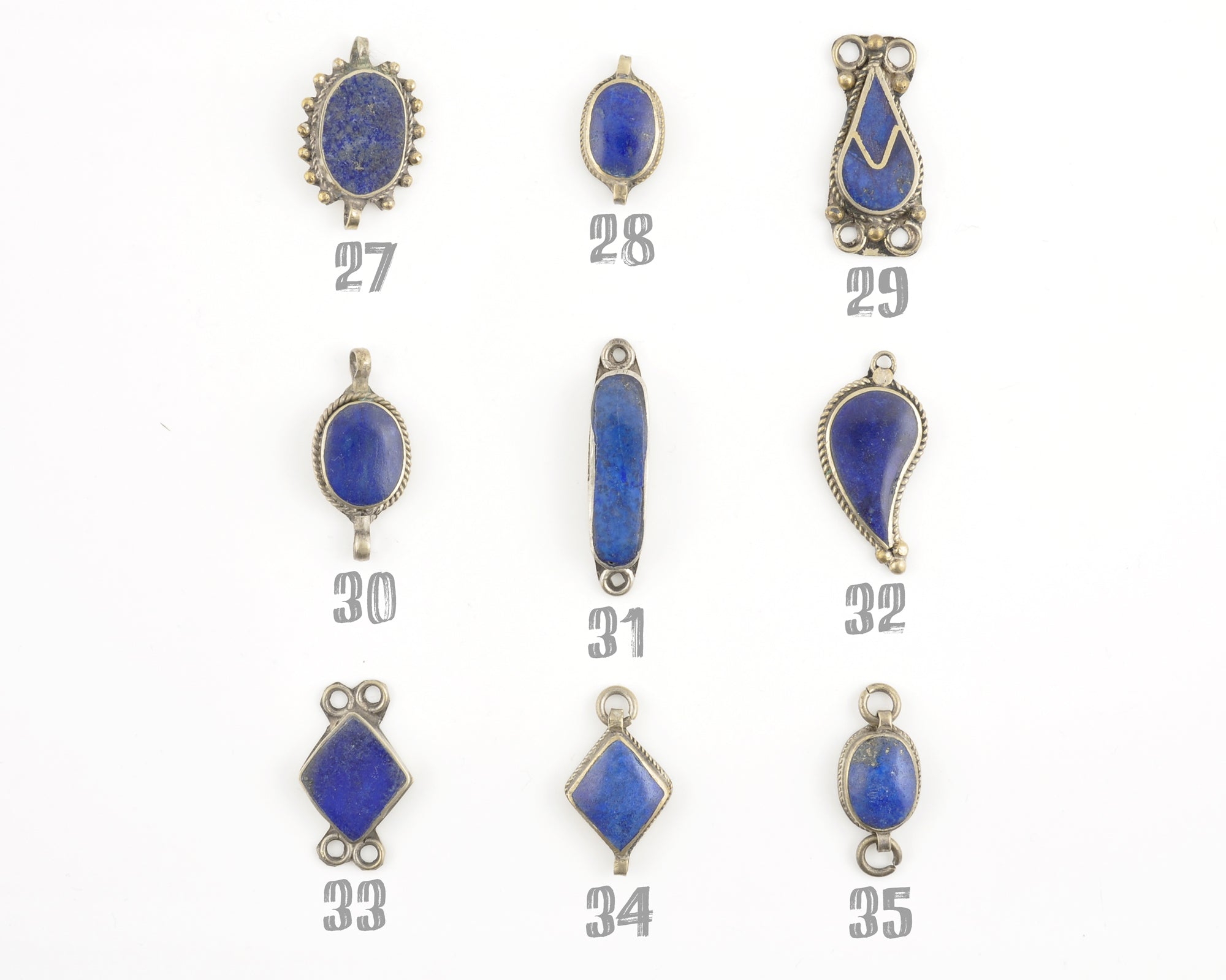 Vintage Charms and Connectors-Lapis Lazuli And Nickel Silver-One of A Kind-Choose Your Style-Quantity 1 Tamara Scott Designs