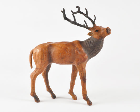 Vintage Leather Covered Deer Figurine Art Sculpture-Mantle Home Decor Tamara Scott Designs
