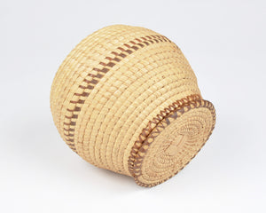 Vintage Native American Woven Grass Lidded Covered Basket-Handwoven Storage Basket-Two Tone-Button Box-Jewelry Box Tamara Scott Designs