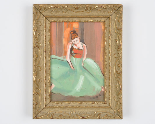 Original Oil Painting on Wood Panel-The Dancer-Ornate Gold Wood Framed Vintage Ballerina Painting-Tamara Scott-5x6 1/2 Inches-Gift For Her Tamara Scott Designs
