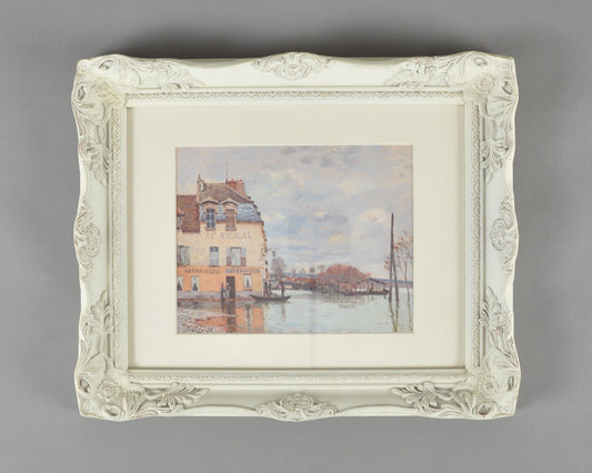 Vintage Ornate Frame With "Flood at Port-Marly" Paris-Alfred Sisley Impressionist Painting Print-Wall Art Decor Tamara Scott Designs