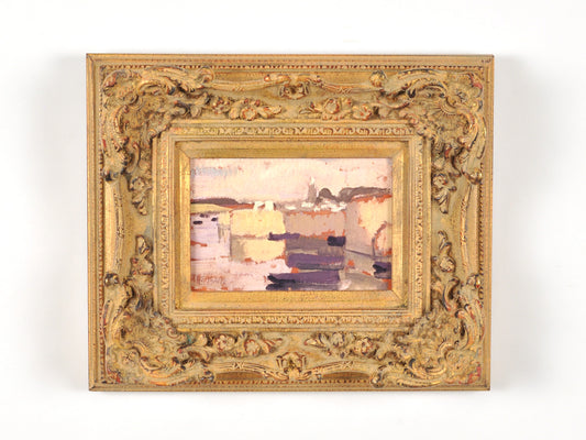 Vintage Ornate Frame With "Village at the Water's Edge" by Roger de la Fresnaye Print-Wall Art Decor Tamara Scott Designs