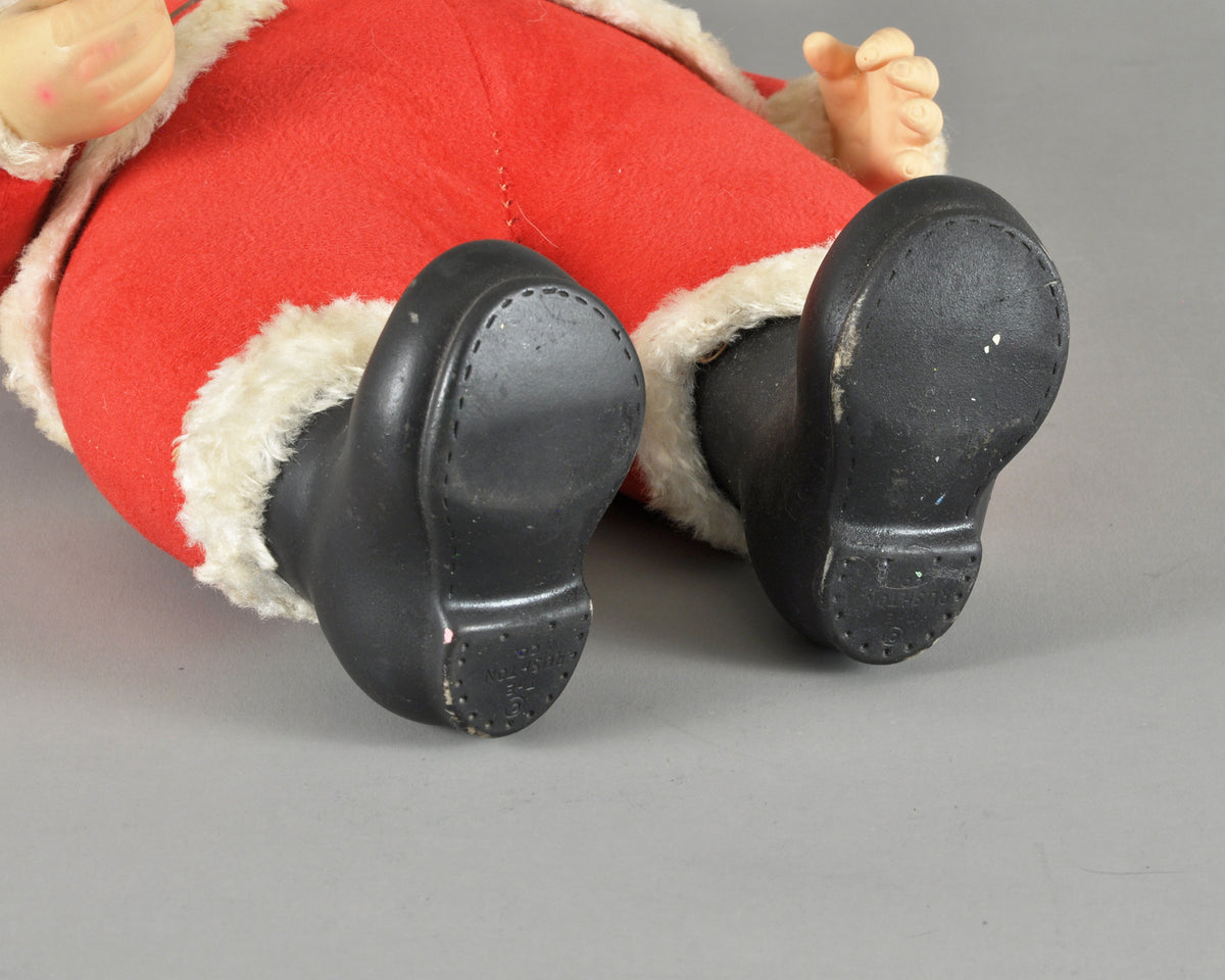 Vintage Rushton Company Christmas Rubber Face Stuffed Plush Red and White Santa Doll