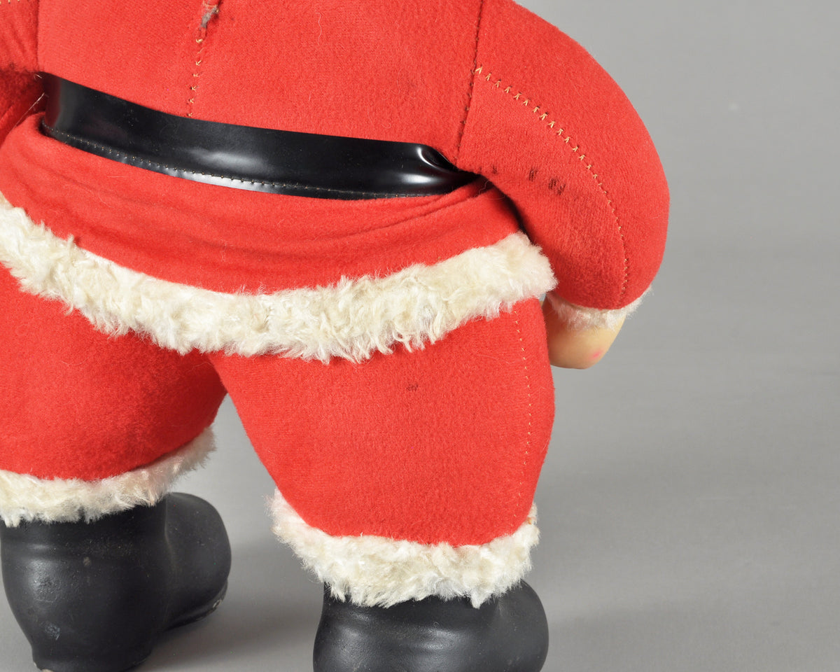 Vintage Rushton Company Christmas Rubber Face Stuffed Plush Red and White Santa Doll