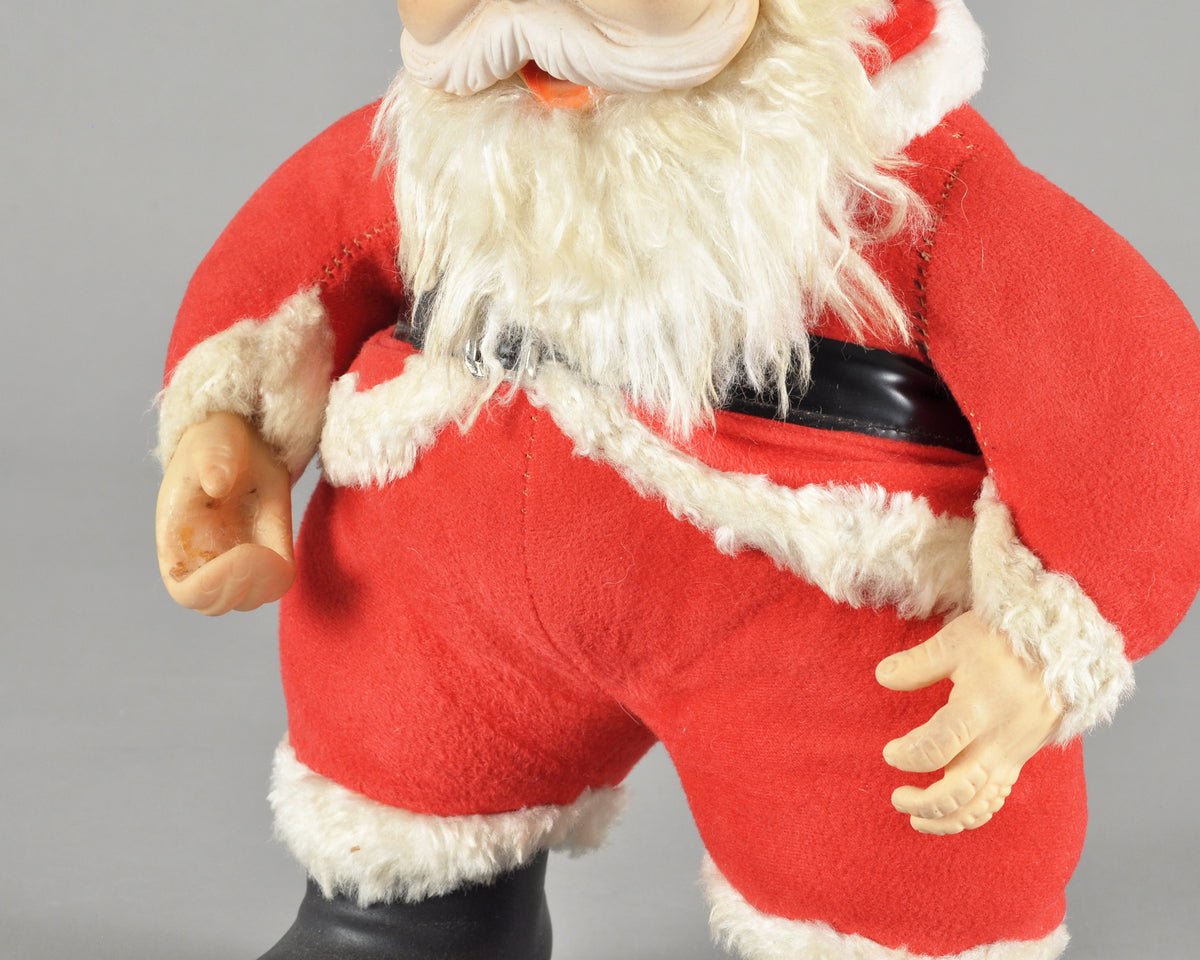 Vintage Rushton Company Christmas Rubber Face Stuffed Plush Red and White Santa Doll