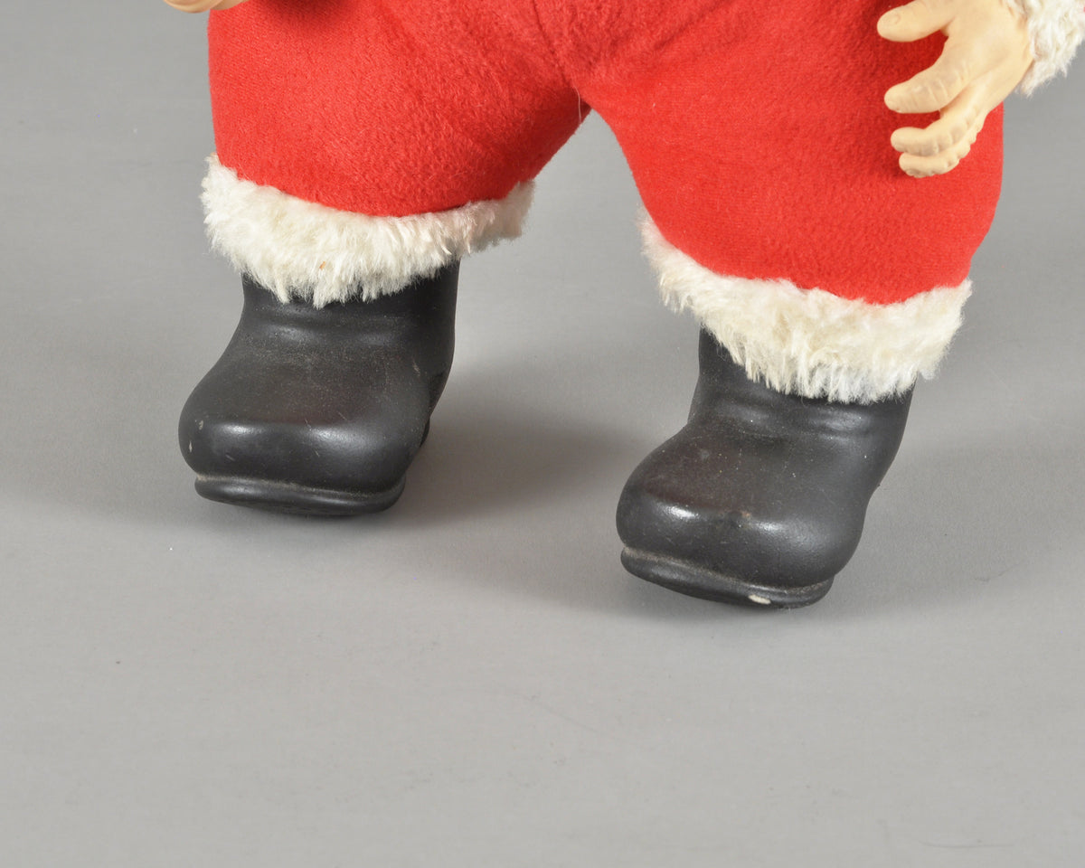 Vintage Rushton Company Christmas Rubber Face Stuffed Plush Red and White Santa Doll