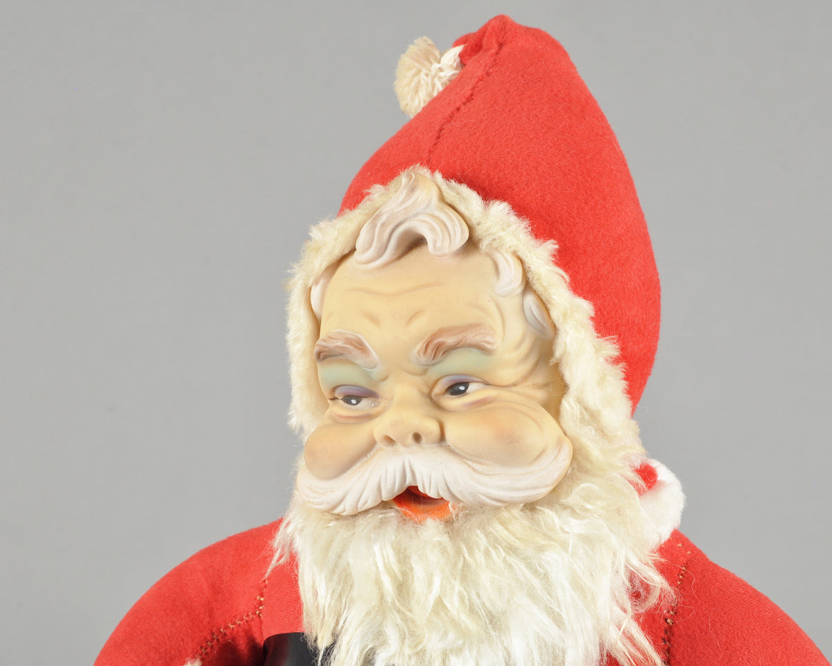 Vintage Rushton Company Christmas Rubber Face Stuffed Plush Red and White Santa Doll