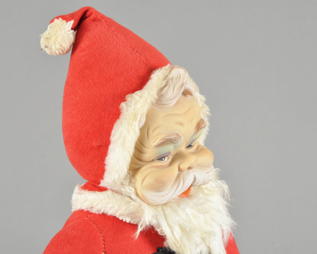 Vintage Rushton Company Christmas Rubber Face Stuffed Plush Red and White Santa Doll