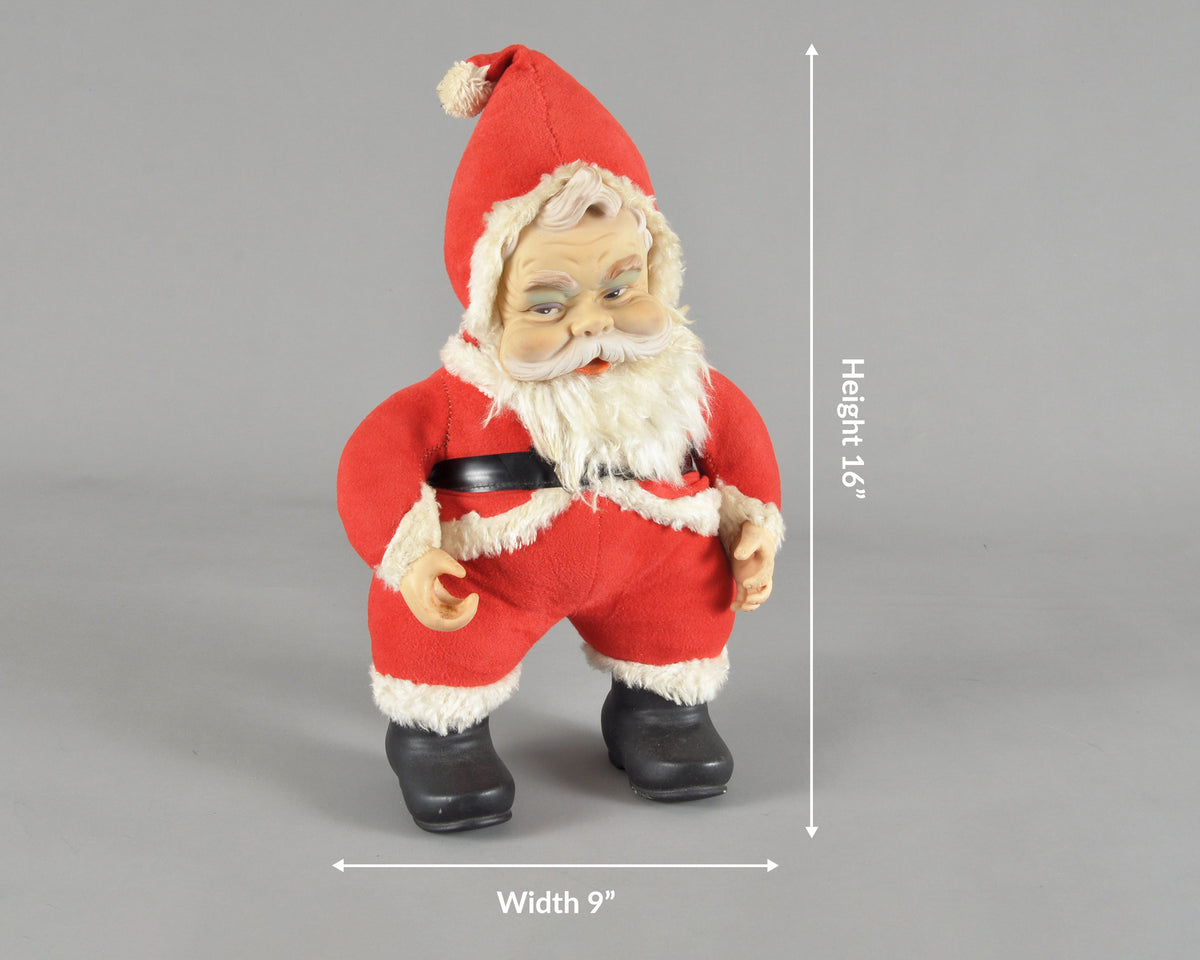 Vintage Rushton Company Christmas Rubber Face Stuffed Plush Red and White Santa Doll