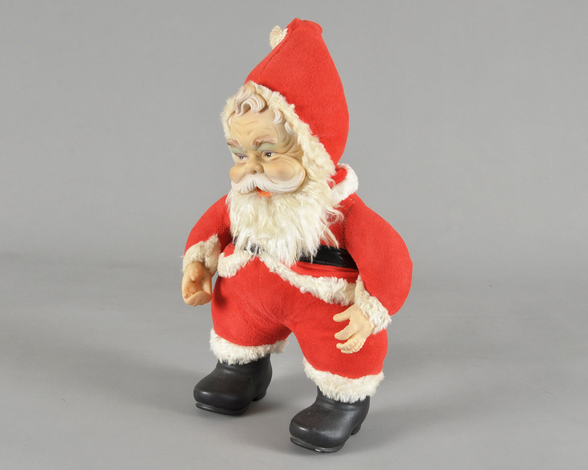 Vintage Rushton Company Christmas Rubber Face Stuffed Plush Red and White Santa Doll