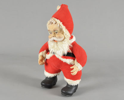 Vintage Rushton Company Christmas Rubber Face Stuffed Plush Red and White Santa Doll
