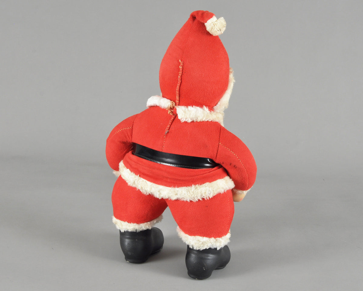 Vintage Rushton Company Christmas Rubber Face Stuffed Plush Red and White Santa Doll