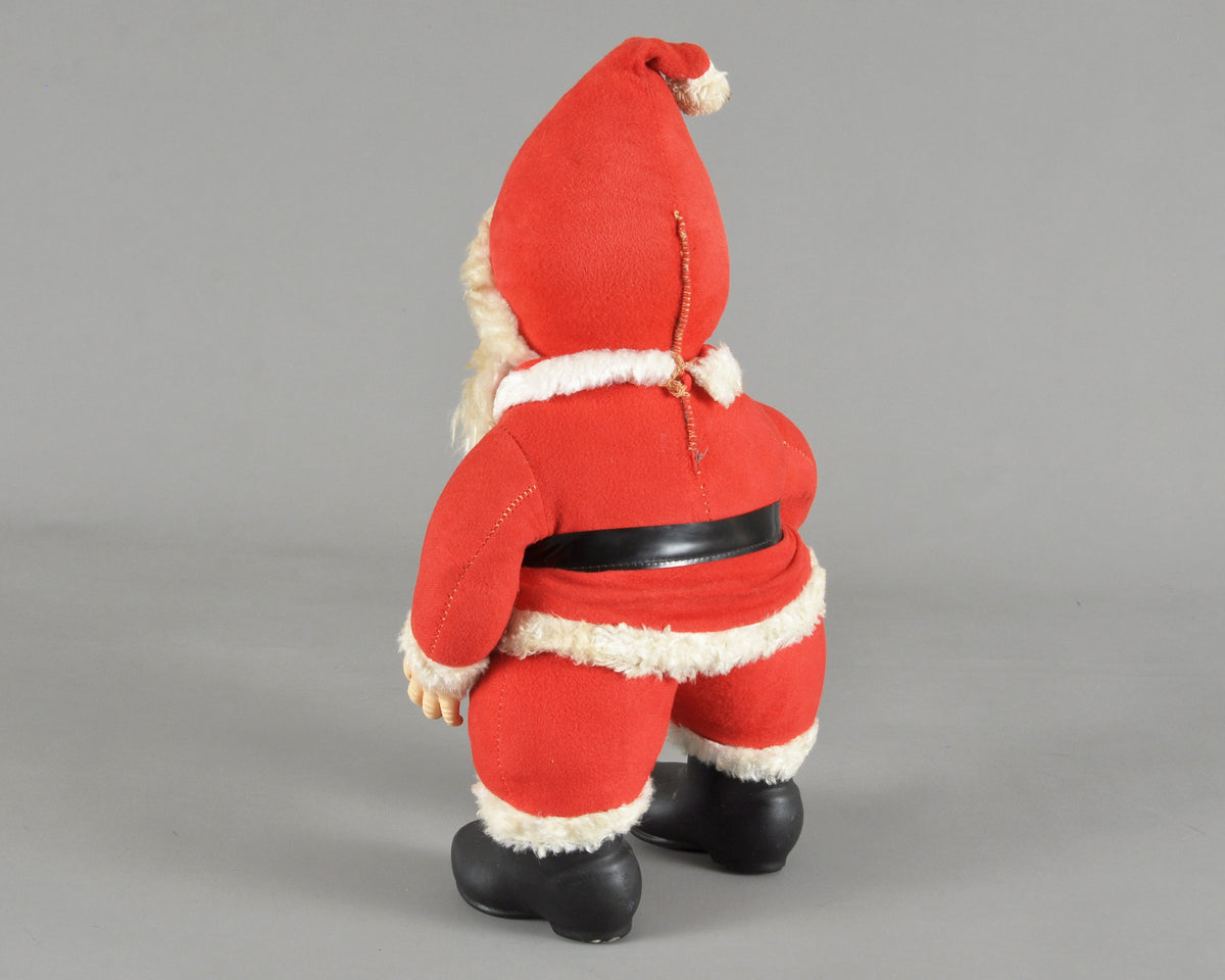Vintage Rushton Company Christmas Rubber Face Stuffed Plush Red and White Santa Doll