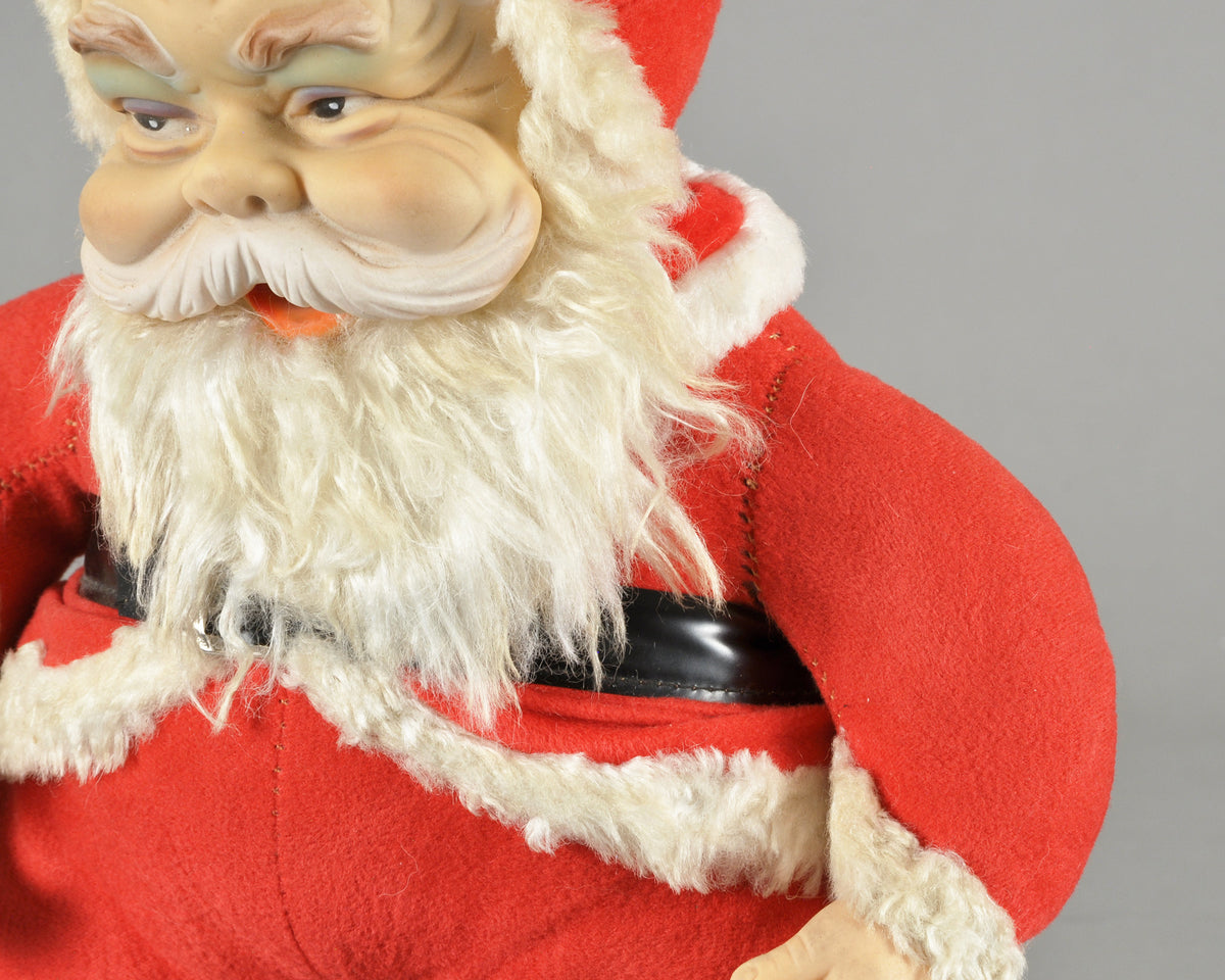 Vintage Rushton Company Christmas Rubber Face Stuffed Plush Red and White Santa Doll