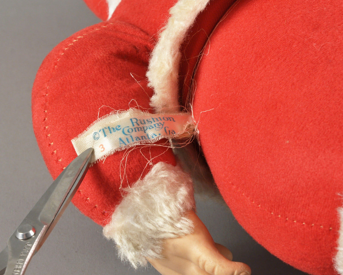 Vintage Rushton Company Christmas Rubber Face Stuffed Plush Red and White Santa Doll