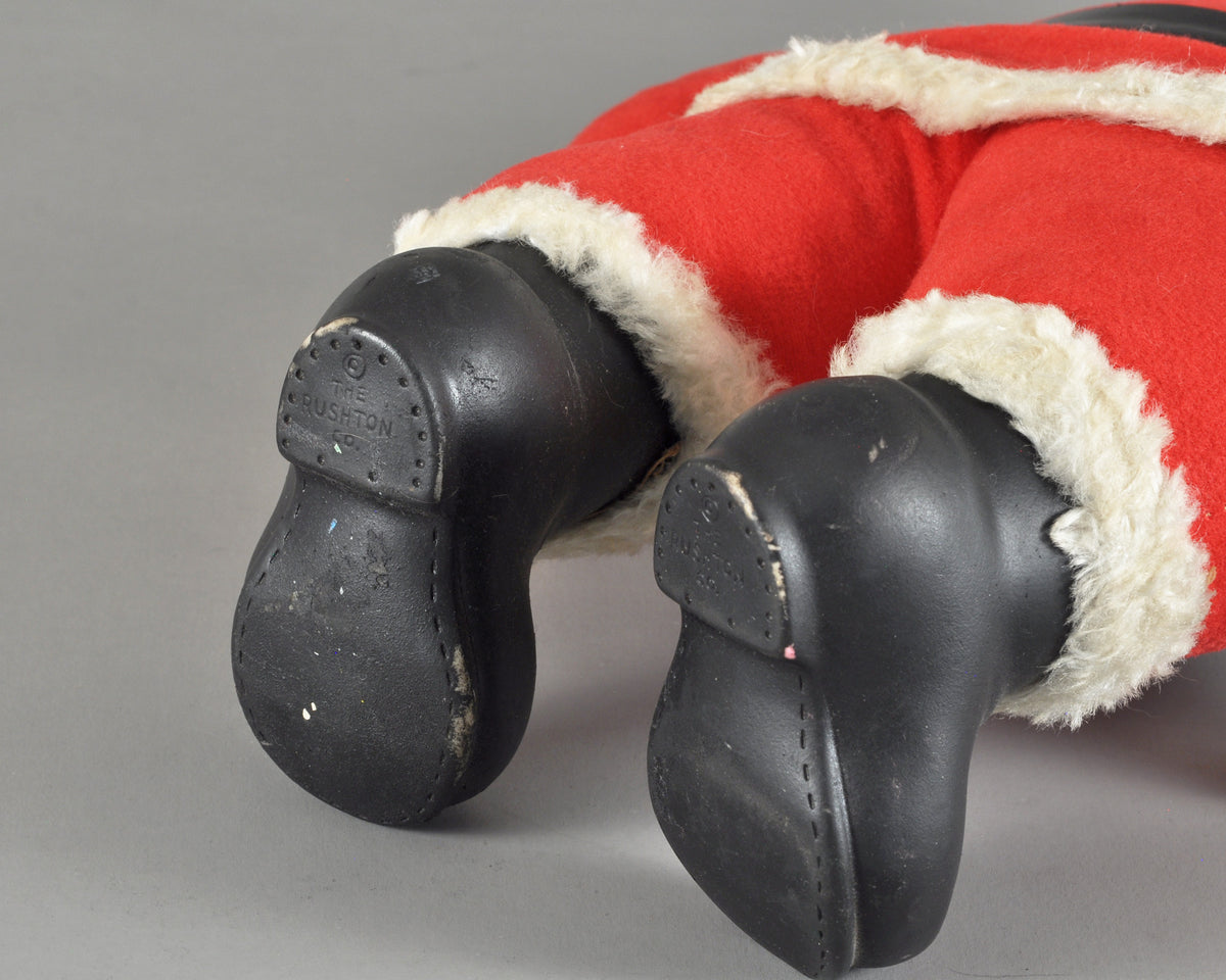 Vintage Rushton Company Christmas Rubber Face Stuffed Plush Red and White Santa Doll