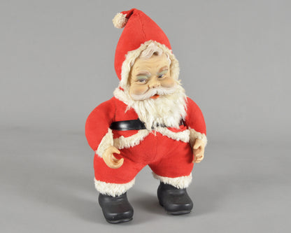 Vintage Rushton Company Christmas Rubber Face Stuffed Plush Red and White Santa Doll