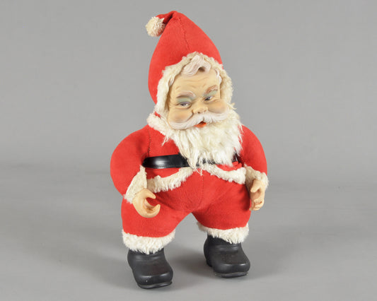 Vintage Rushton Company Christmas Rubber Face Stuffed Plush Red and White Santa Doll