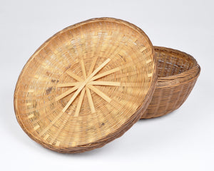 Vintage Native American Sewing Basket with Lid-Medium Handwoven Storage Basket-Dark Brown Color Tamara Scott Designs