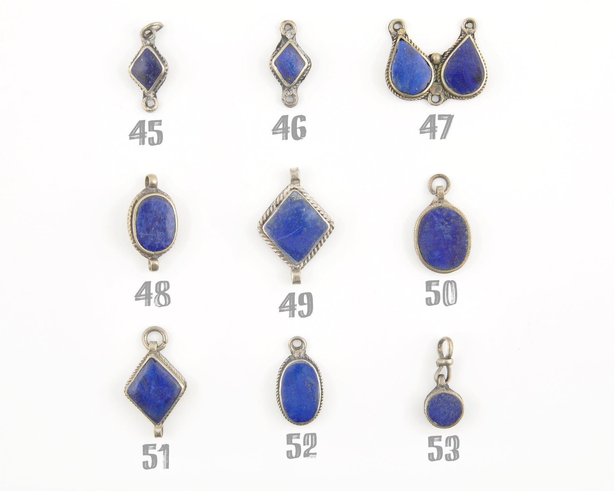 Vintage Charms and Connectors-Lapis Lazuli And Nickel Silver-One of a Kind-Choose Your Style-Quantity 1 Tamara Scott Designs