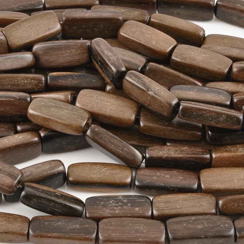 20x9mm Flat Rectangle Ebony Wood Beads-16 Inch Strand-20 Beads