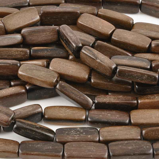20x9mm Flat Rectangle Ebony Wood Beads-16 Inch Strand-20 Beads