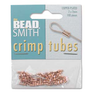 Beadsmith-Findings-2mm Crimp-Copper Plate-Quantity 100