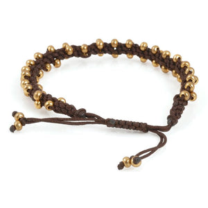Hand Braided Bracelet-Gold Drop-Chocolate Brown