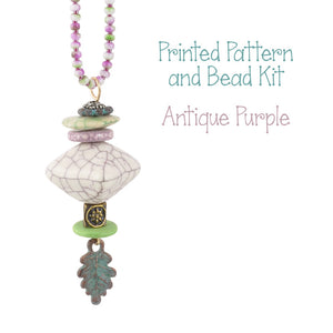 Beading Patterns-Printed Pattern and Bead Kit-Antique Purple-Bella