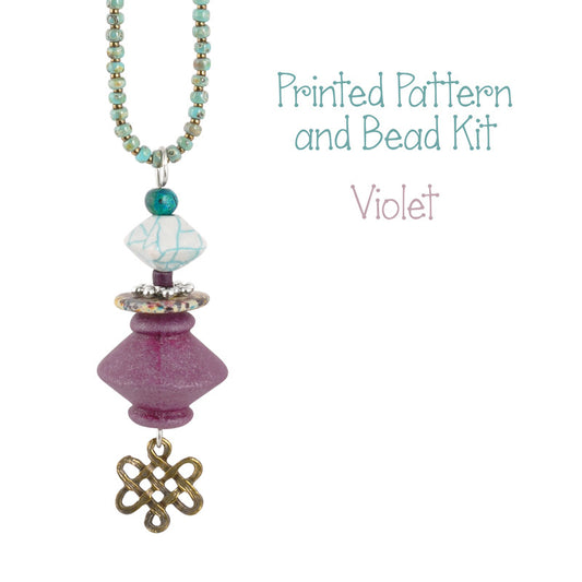 Beading Patterns-Printed Pattern and Bead Kit-Violet-Bella
