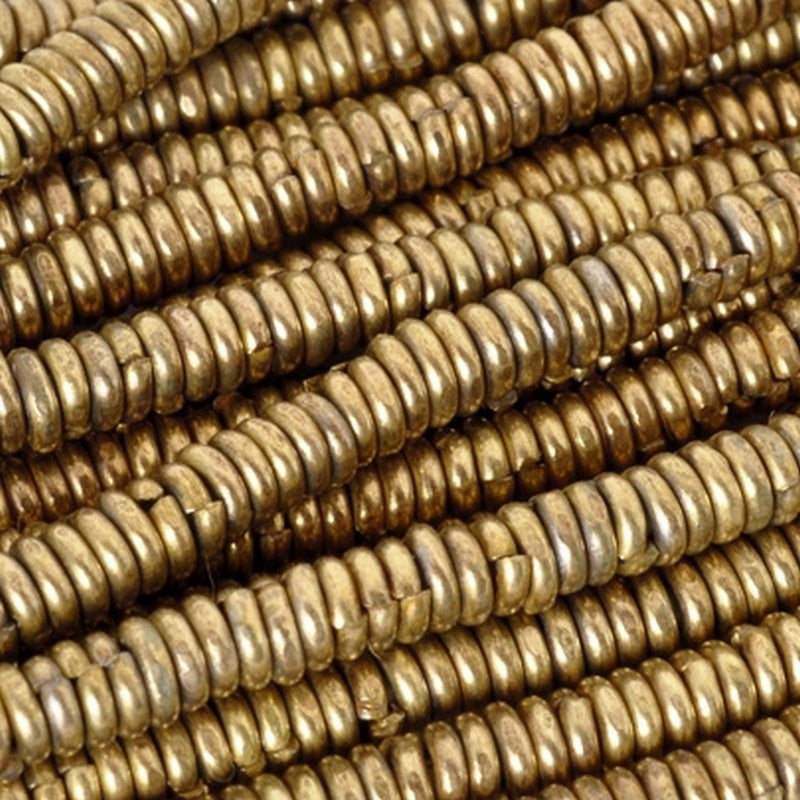 Brass-4mm Hishi Spacer Bead-Bronze-15 Inch Strand