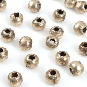 Brass-7mm Round Bead-White Metal-Quantity 5Brass-7mm Round Bead-White Metal-Quantity 5