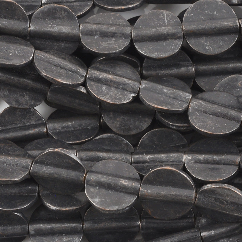 Brass Beads-11mm Flat Round Bead-Matte Black