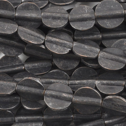 Brass Beads-11mm Flat Round Bead-Matte Black