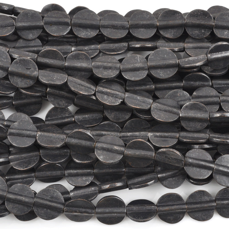 Brass Beads-11mm Flat Round Bead-Matte Black