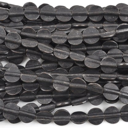 Brass Beads-11mm Flat Round Bead-Matte Black