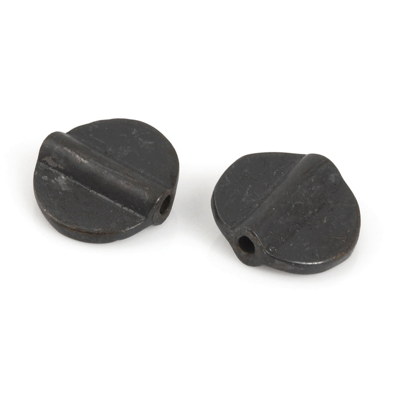 Brass Beads-11mm Flat Round Bead-Matte Black-Quantity 2 Beads