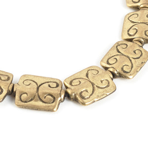 Brass Beads-12x15mm Flat Rectangle Curl-Bronze-Quantity 1