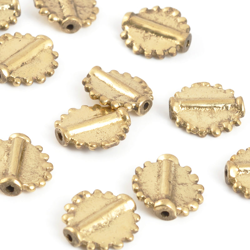 Brass Beads-15mm Dotted Edge-Bronze-Quantity 1