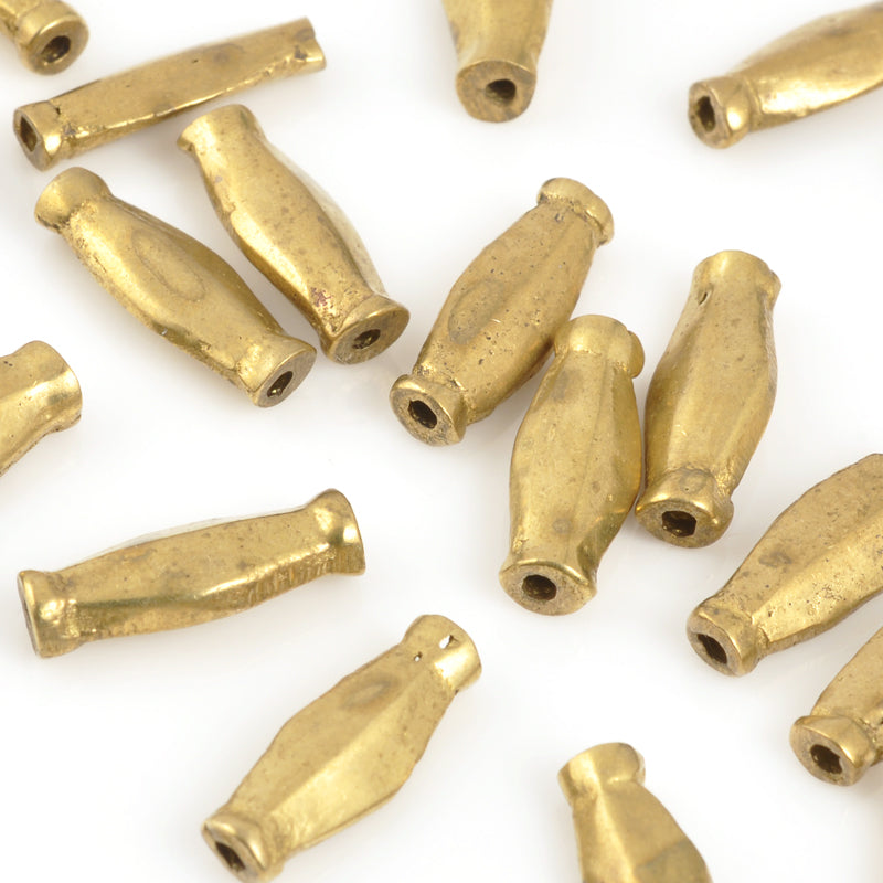 Brass Beads-16x4mm Flat Bicone Bead-Bronze-Quantity 2 Beads