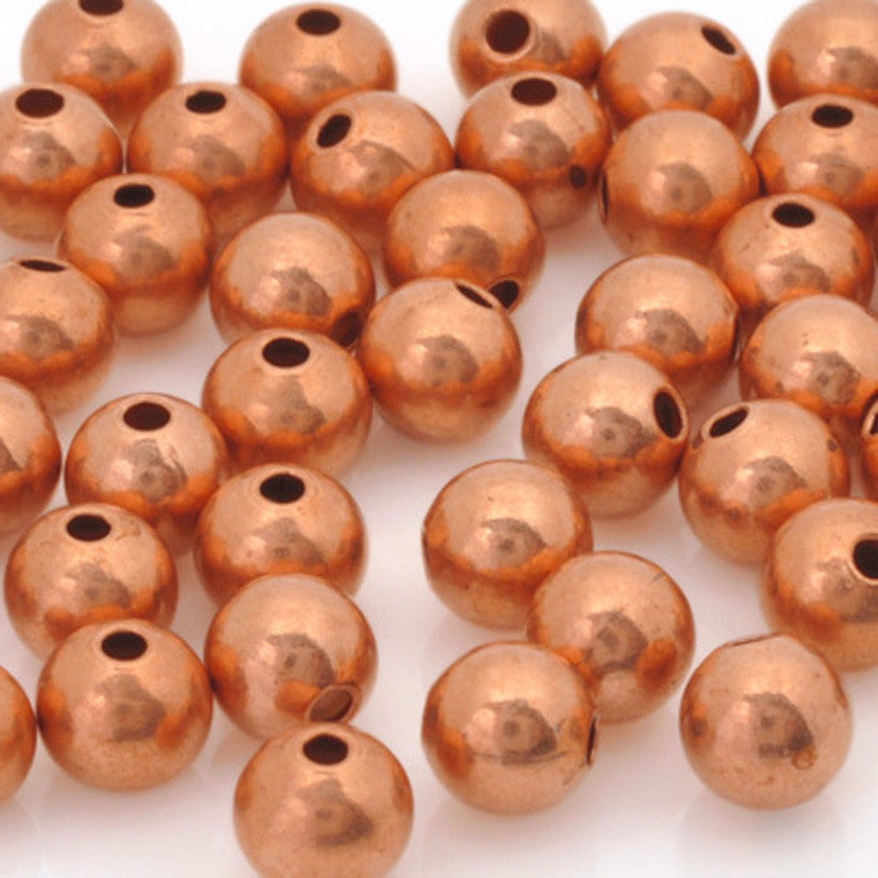 Brass-Metal Beads-6mm Round Seamed-Copper