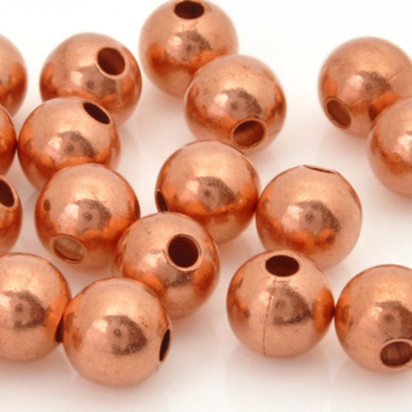 10mm Copper Bead Bead Roval Circle and Miligrain Triangle 8 inch 18 pc